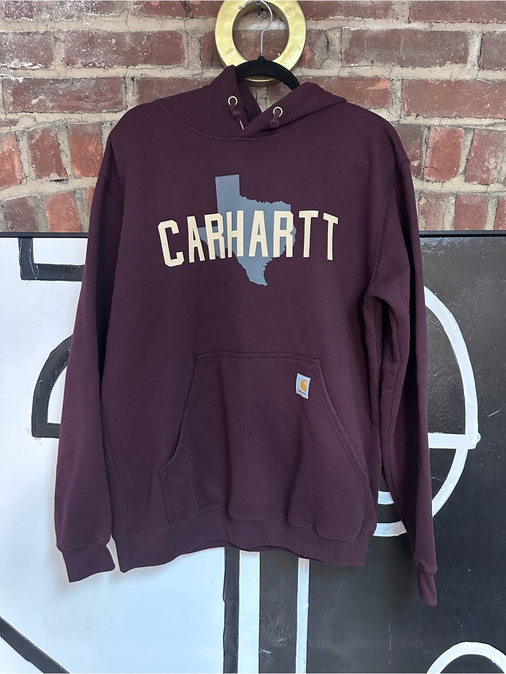Carhartt Men's Maroon Hoodie with Texas Logo